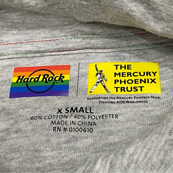 HARD ROCK RARE ALL IS ONE LONDON FREDDY MERCURY FOUNDATION GREY HOODIE UNISEX - Picture 4 of 13